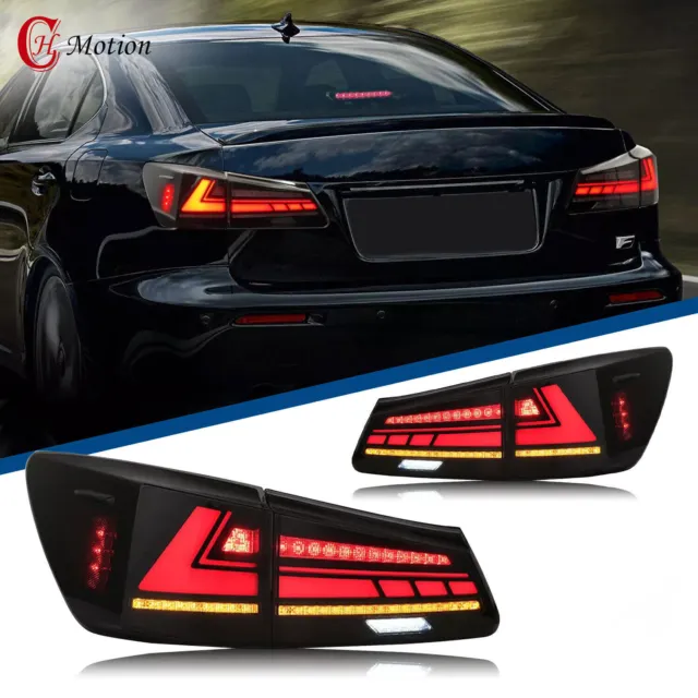 HCmotion LED Tail Lights For 06-13 Lexus IS250 350 ISF Start UP Animation Smoke