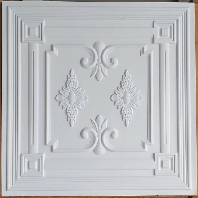 Ceiling tiles Faux tin white matt decor  Enchase bar saloon wall panel PL63