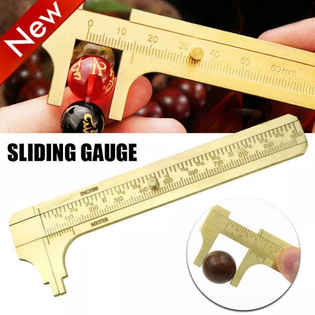 Mini Brass Scale 80/100mm Gauge Vernier Caliper Ruler Pocket Measuring Tool New