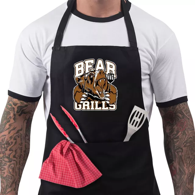 Divertente grembiule barbecue novità regali da cucina per uomo griglie orso divertente cucina da forno