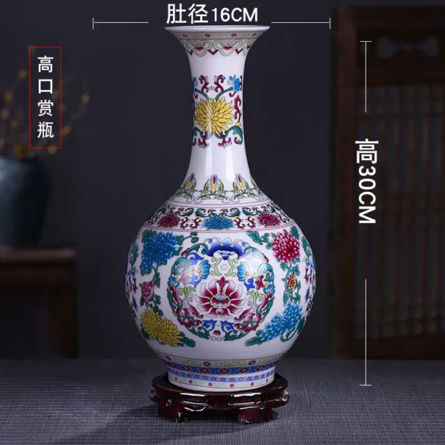 12 inch Chinese Jingdezhen ceramic enamel blue and white porcelain pastel vase