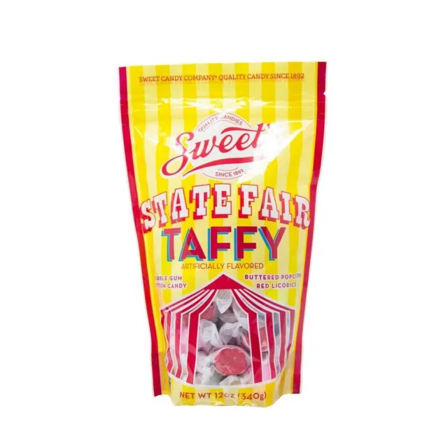 Sweet's State Fair Taffy Candies 12 Oz Bag of Four Flavors Case of 12 Bags FRESH