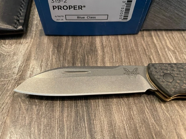 Benchmade Proper 319-2 Knife Sheepsfoot Carbon Fiber S90V With Custom Sheath NEW 2
