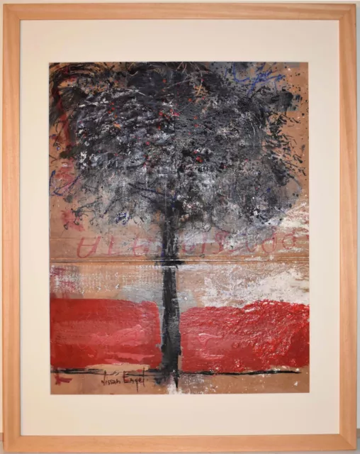 Listed Israeli Artist Nissan ENGEL, Original Signed Mixed Media Painting Tree Listed Israeli Artist Nissan ENGEL, Original Signed Mixed Media Painting Tree