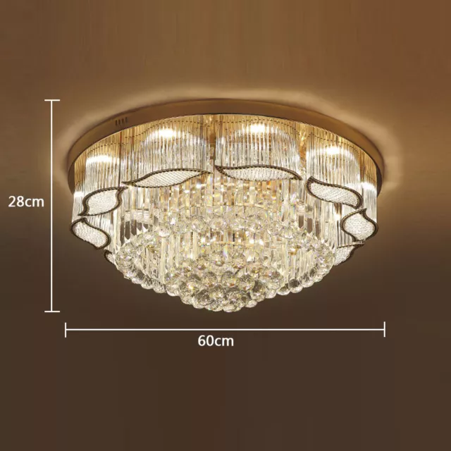US Modern Crystal LED Ceiling Light Chandelier Flush Mount Lamp Lighting Fixture 2