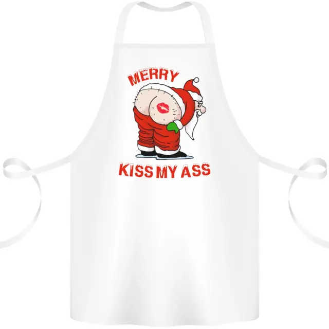 Merry Kiss My Ass Funny Christmas Rude Cotton Apron 100% Organic
