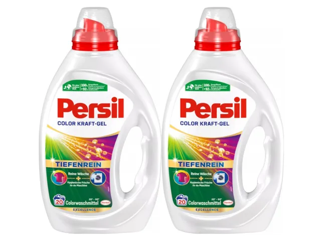 Persil Color Kraft-Gel Flüssigwaschmittel Colorwaschmittel für Buntwäsche 2x20WL