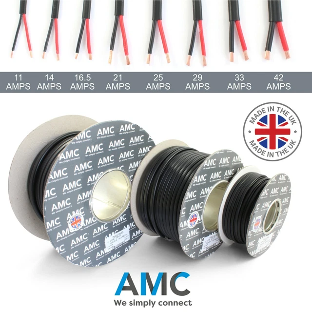 50 Meter Reel Of 2.0mm Thin-Wall Automotive Cable - Black, 25A Rating (Car, Boat, Loom Wire)