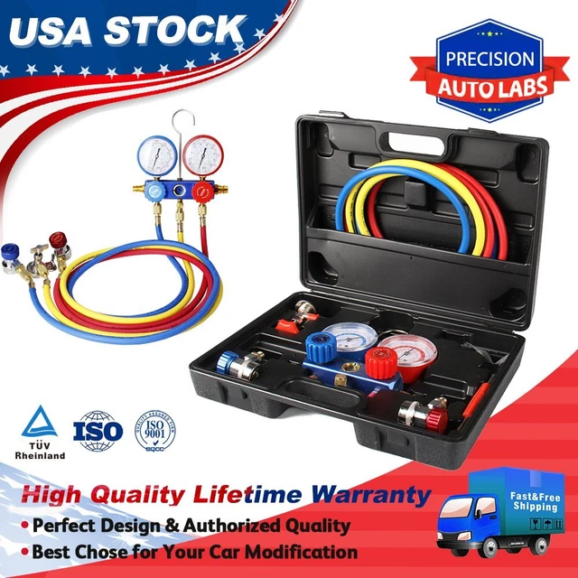 3 WAY AUTOMOTIVE AC Gauge Set, AC Manifold Gauge Set Charging or