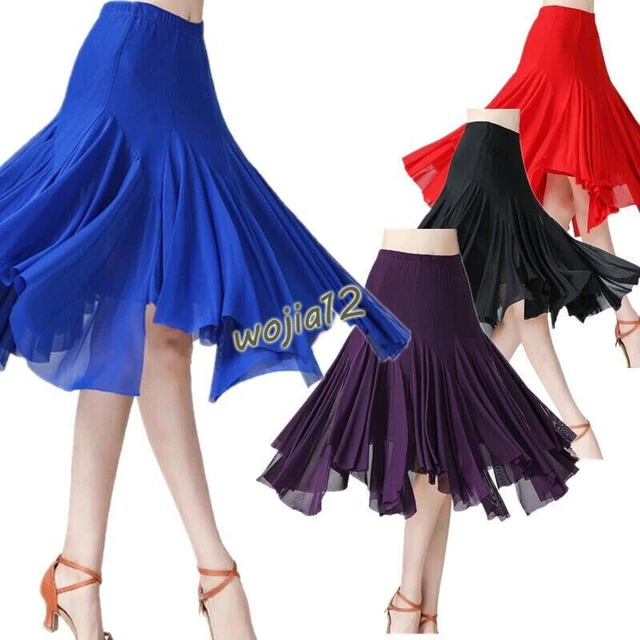 Women's Ruffled Irregular Hem Skirt Waltz Latin Salsa Belly Dance Skirts Costume