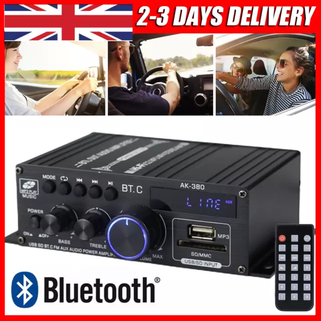 400W 12V Mini Stereo Audio Amp Car Home HiFi bluetooth Digital Power Amplifier