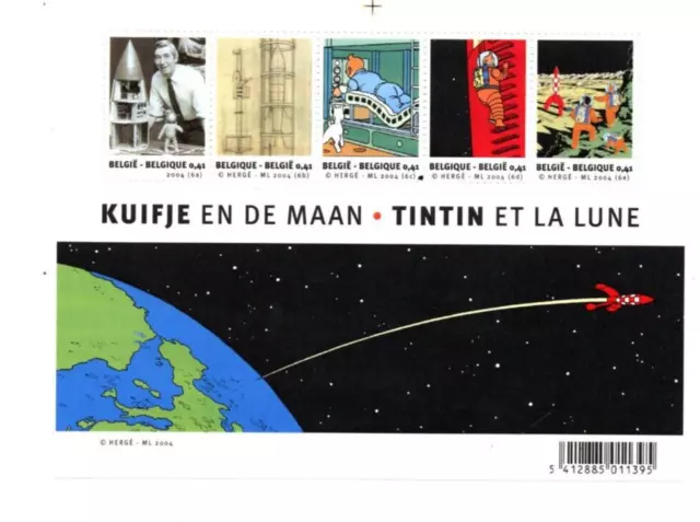 Tintin. Bloc de timbres TINTIN ET LA LUNE. Poste Belge 2004. NEUF. PF26