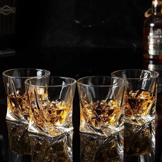 KANARS Whisky Glasses, No-Lead Crystal Whiskey Tumbler 300ml - Gift Box Damaged