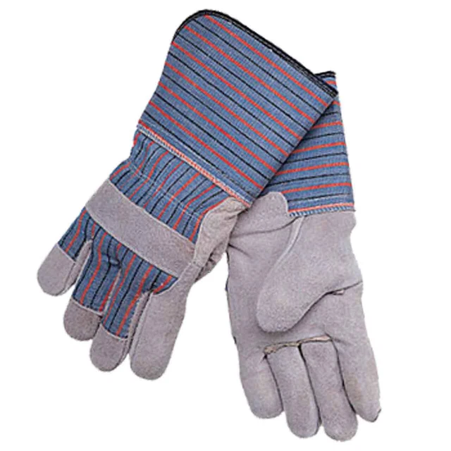 Black Stallion 8B Split Cowhide Gloves Rubber Long Cuff Large 12 pack