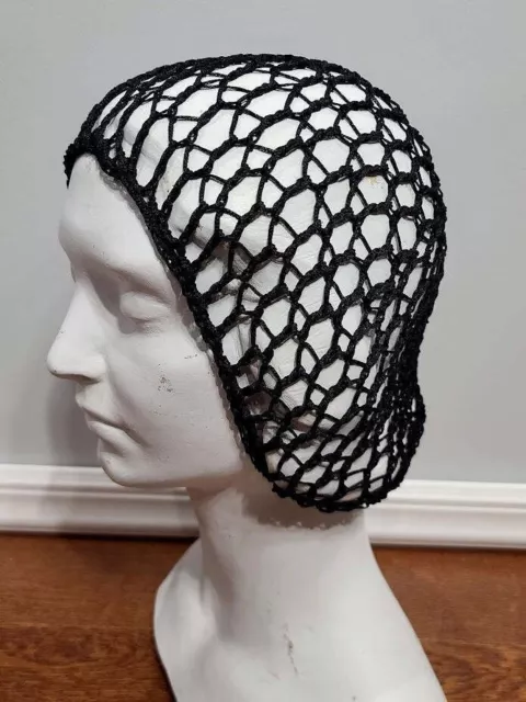 Reproduction 1940s Snood Black Hair Net Vintage Style WWII Reenactment Rayon