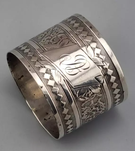 Großer Serviettenring antik Silber 950 Frankreich napkin ring Monogramm DG (23)