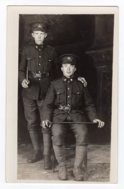 WW1 WWI CEF Canadian soldiers - nice portrait RPPC - GS badges #44528