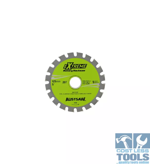 Austsaw Rotary Hacksaw Blade 125mm (5") x 22.2mm Bore x 20 Teeth