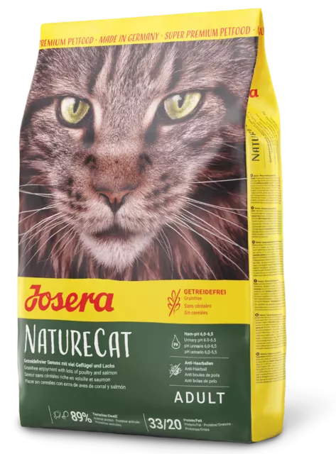 JOSERA NatureCat (2 kg) | getreidefreies Katzenfutter mit Geflügel und Lachs