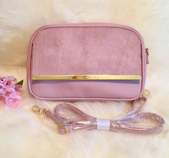 Joy & Iman Luxe Leather & Calf Hair Crossbody Clutch Bag With RFID, Blush Pink