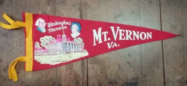 Vintage Mt. Vernon Va. - Washington's Mount Vernon 17" Felt Pennant