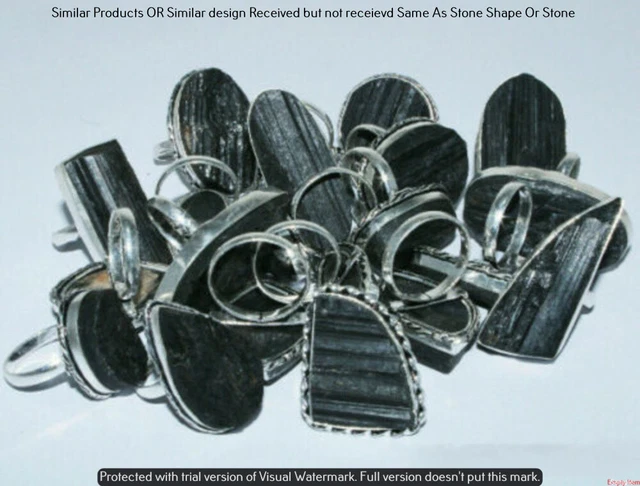 Black Tourmaline 10 Piece Wholesale Ring Lots 925 Sterling Silver Ring NRL-990