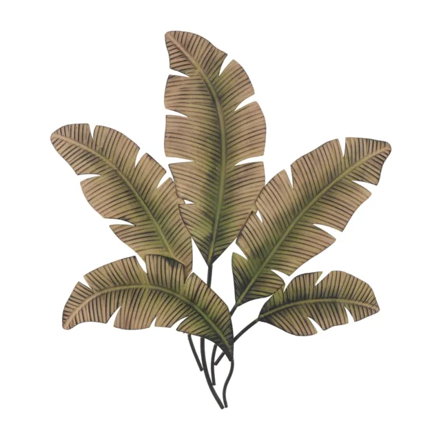 Deco 79 Metal Leaf Clutter Palm Wall Decor With Distressed Textured, 35" X 1" X