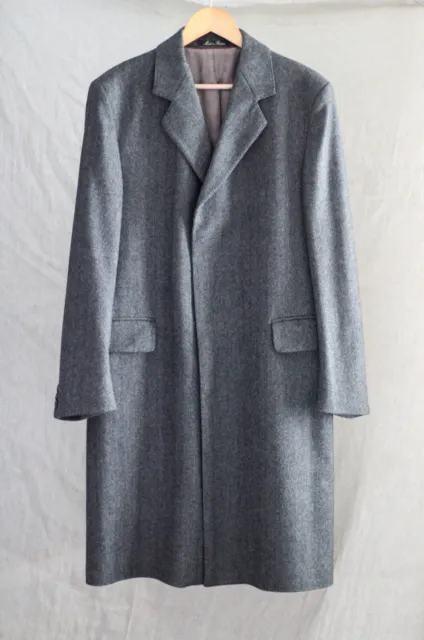 Vintage Dunn & Co Mens Herringbone Heavy Overcoat, Pure Wool Outer, XL / XXL,...