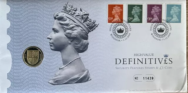 2009 £1 Pound Royal Shield High Value Definitives First Day PDC Stamp Cover