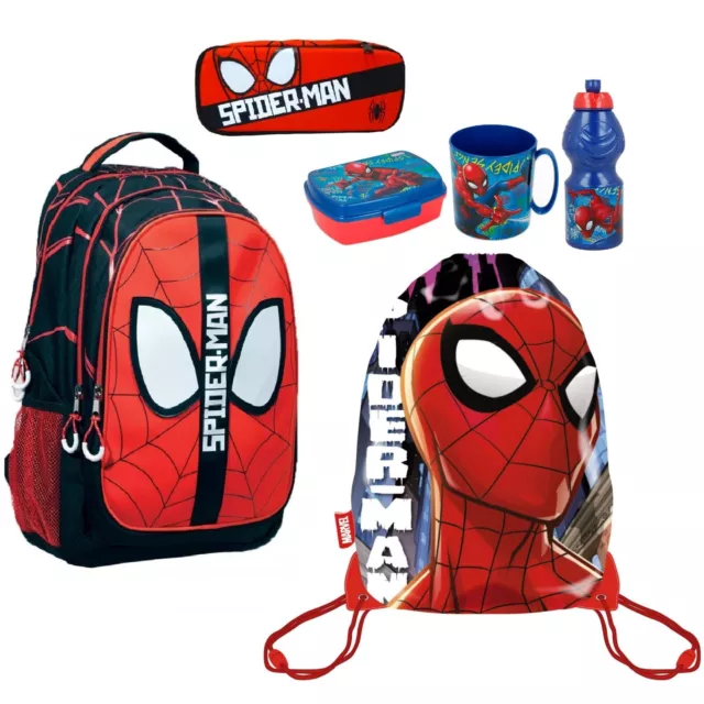 Spiderman Méga Set Sac à Dos Grand Trousse Amène Lunch École Élémentaire Bébé