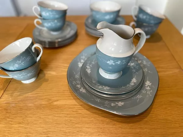 Stunning vintage Royal Doulton tea set for 5. Reflection. Excellent condition.