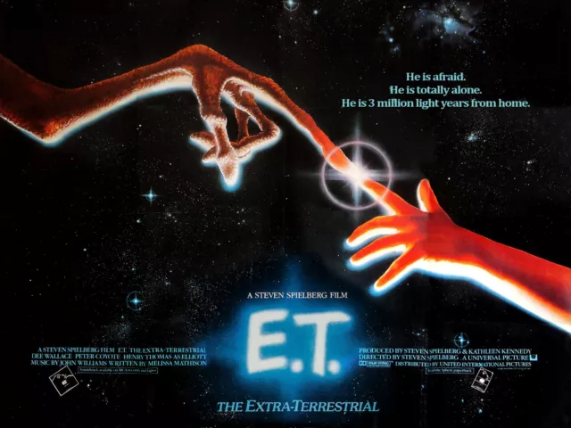 E.T. The Extra Terrestrial 1982 UK quad poster print 30x40" Steven Spielberg