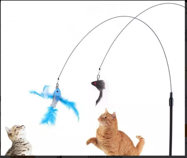 Jouets À Plumes Pour Chats Avec Cloche  Ventouse Interactif Chatons Baguette T