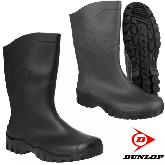 New Mens Ladies Dunlop DEE WIDE CALF Wellingtons Wellies Ankle Rain Mucker Boots