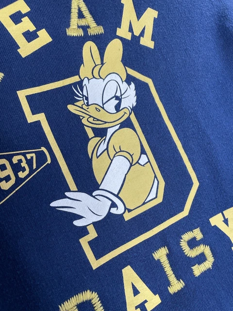 Disney Daisy Duck Sweater Jumper Navy Embroidered Printed Cartoon Pullover M VGC 11