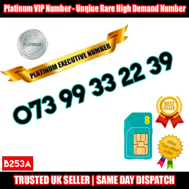 PLATINUM Number - VIP Executive UK SIM - 073 99 33 22 39 - Rare Numbers - B253A