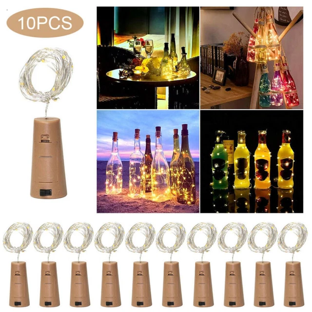 10X 20LED Fairy Light Wine Bottle String Lights Cork Copper Wire Christmas Decor