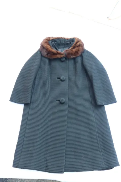 1960S NEW LOOK Long Wool Blend Tweed Coat with Fur Collar $150.00 ...