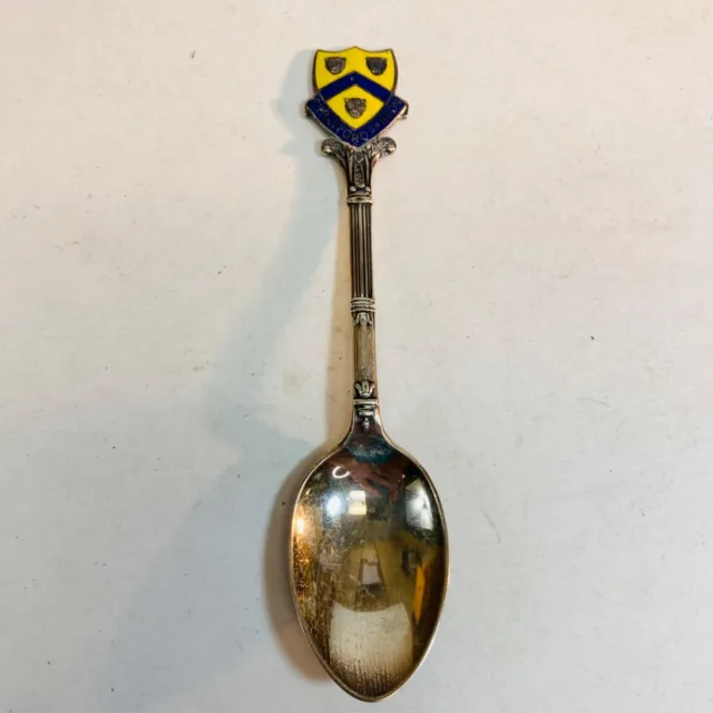 Stratford on Avon Vintage Silver Spoon Souvenir Stamped RB Blue Yellow as is