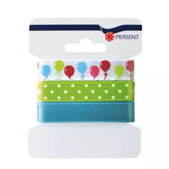 Roth 3er Schleifenband Luftballon Grün Blau für Schultüte Zuckertüte Schulanfang