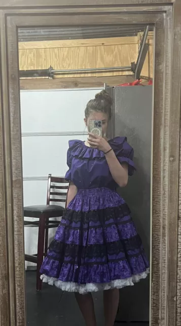 a purple square dance skirt and blouse