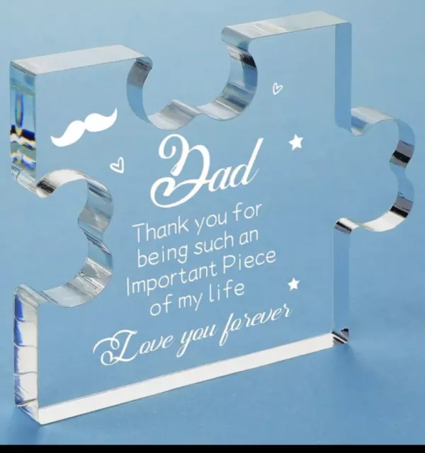 Personalised Acrylic Block Puzzle Piece Shape Keepsake Father's Day Gift For Dad