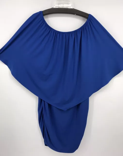 Unbranded Women's Off Shoulder Ruffle Bodycon Mini Dress Size XL Blue EUC