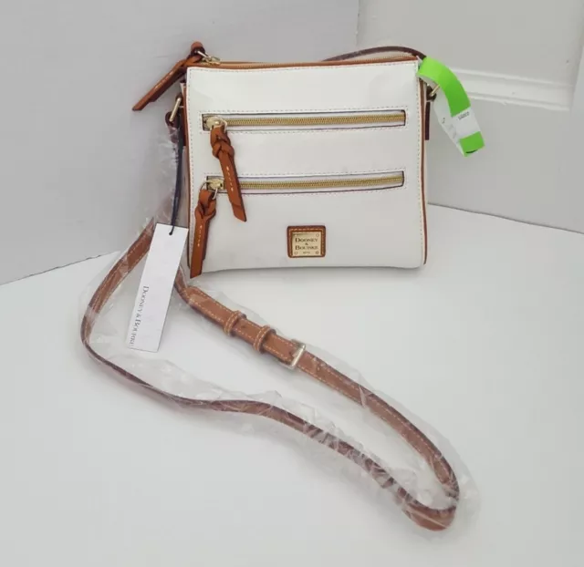 Dooney & Bourke White Peyton Triple Zip Leather Small Crossbody Bag