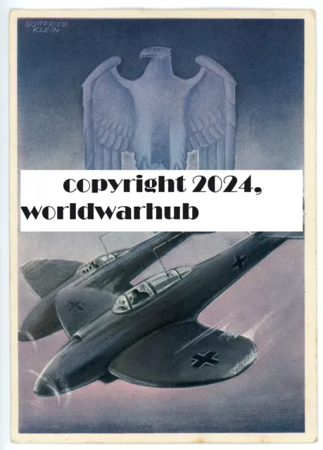 RARE Deutsche Wehrmacht Postcard Heinkel He-112 Attack Planes Heer Eagle WW2