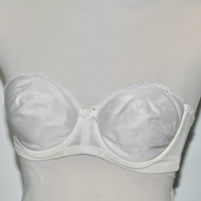Adonna JCPenney Bra 34b - Style 2581 - vintage white strapless lace bow 70s 80s