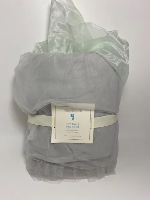 Falda de cama de tul helado Pottery Barn para niños azul doble 100 % algodón nueva con etiquetas