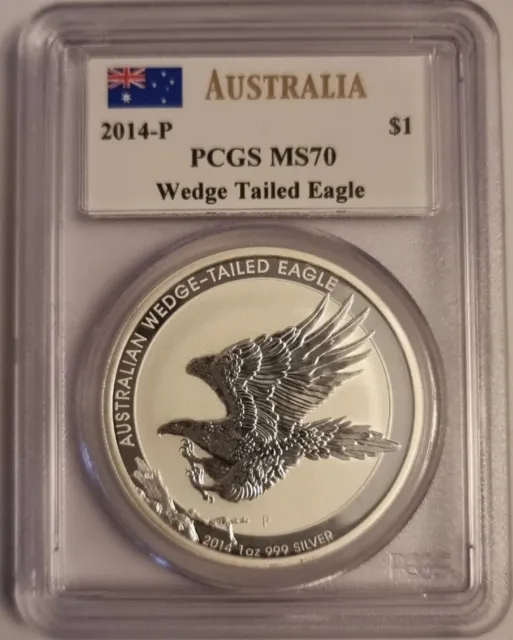 1 oz silver coin MS70 Australia 2014 1 oz Australian Wedge Tailed Eagle PCGS