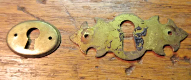 LOT OF 2 Vintage Brass Keyhole Back Plates Escutcheon #17