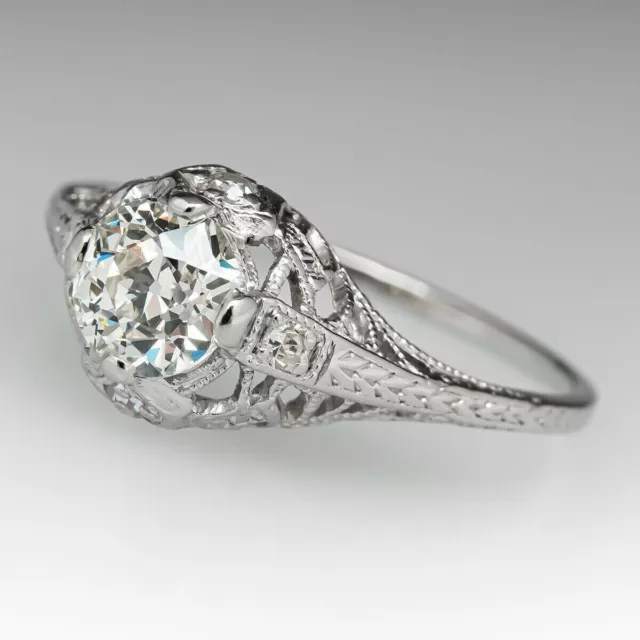 Art Deco Style 2.18 CT Simulated Diamond Filigree Engagement Ring In 925 Silver